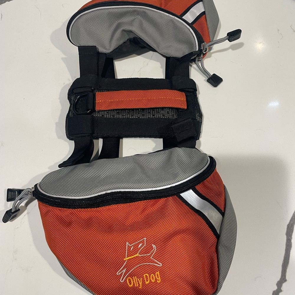 OllyDog Orange and Gray Dog Backpack